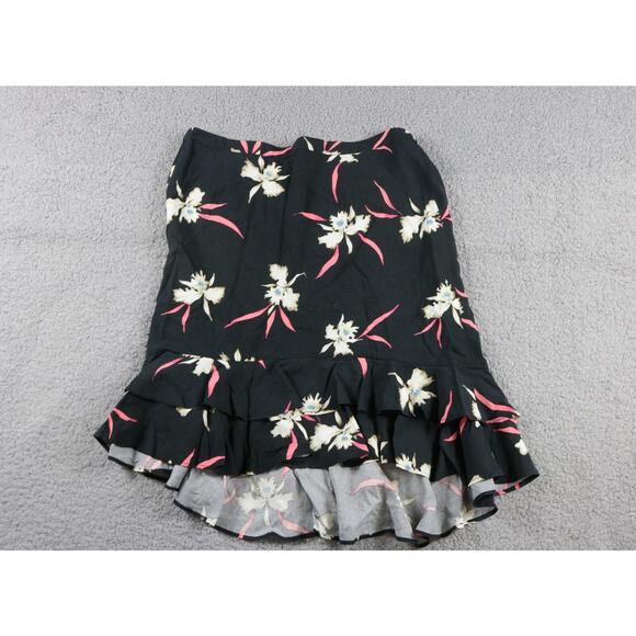 New Jcrew Skirt Xs Black Floral Print Ruffle Pull On - Picture 2 of 8